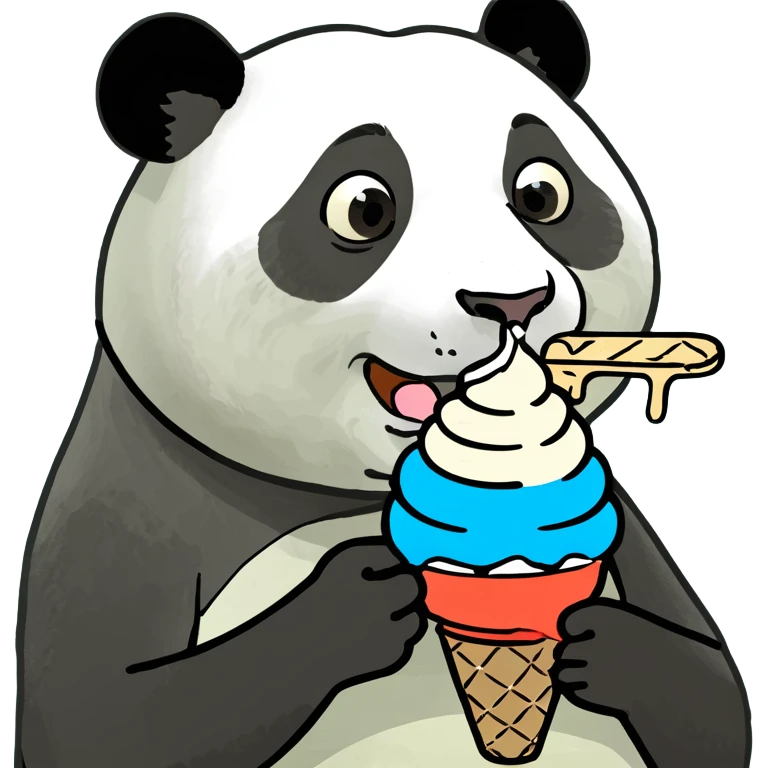 Panda eating ice cream emoji