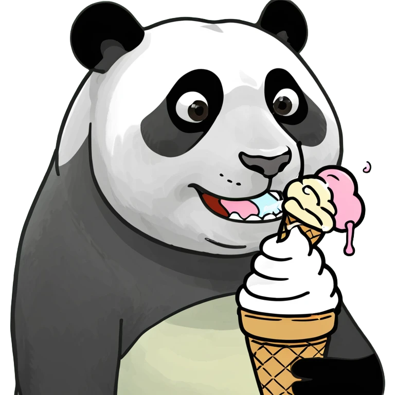Panda eating ice cream emoji