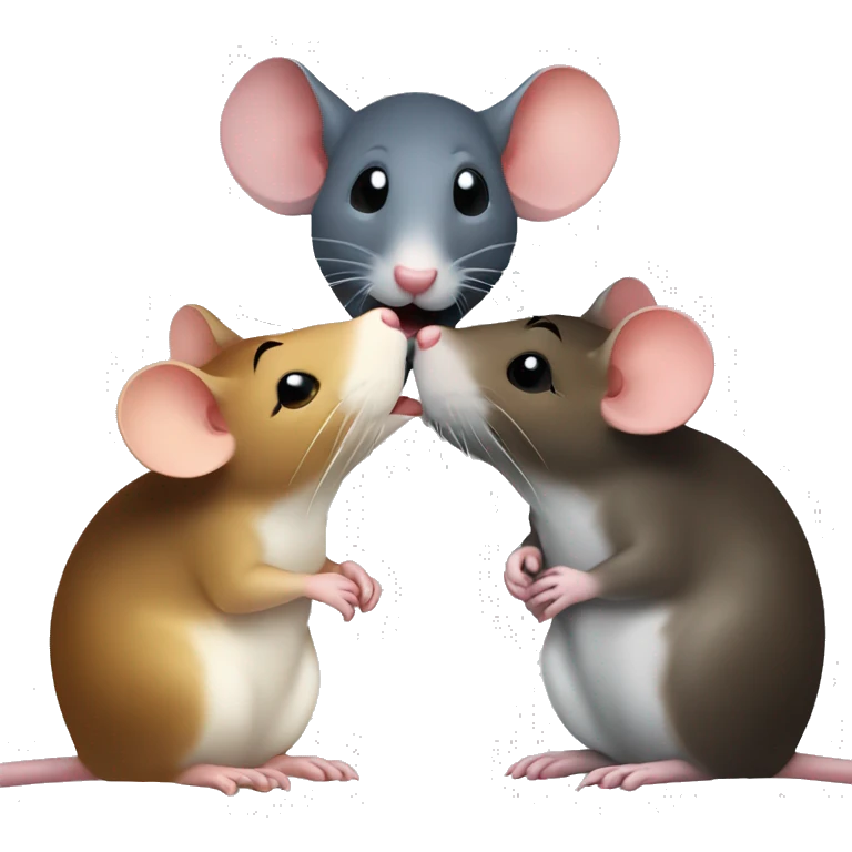Three differently colored rats whispering emoji
