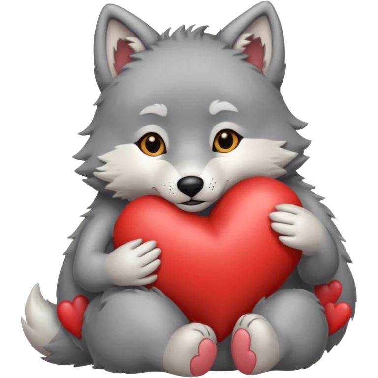 wolf hug heart emoji