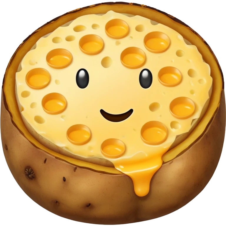 crispy potato round with cheese shavings and pepper emoji