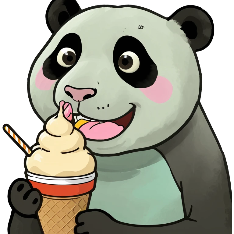Panda eating ice cream emoji