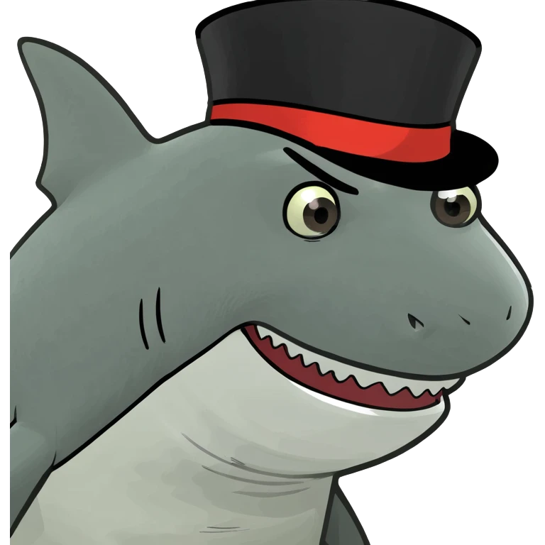 Shark with a top hat emoji
