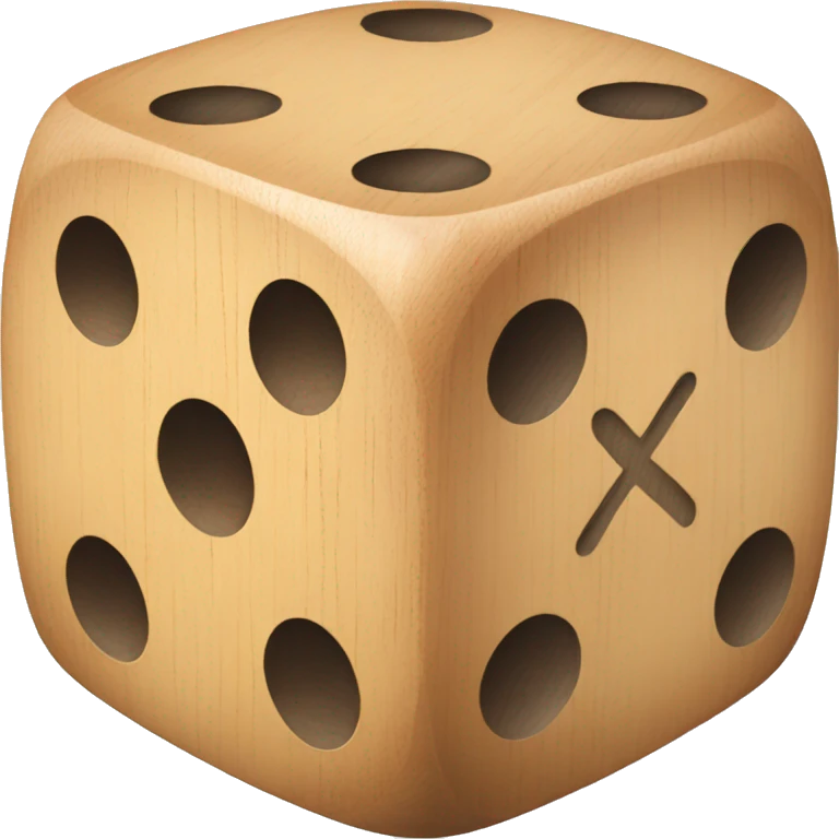 wooden dice with x2 carved on it emoji