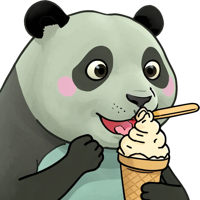 Panda eating ice cream emoji