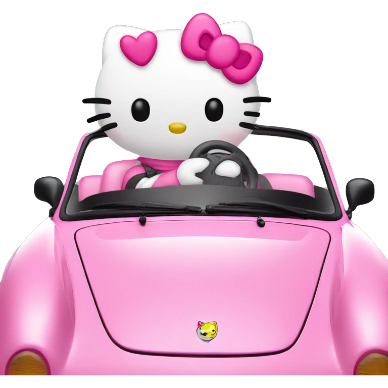 hello kitty in a pink porsche emoji