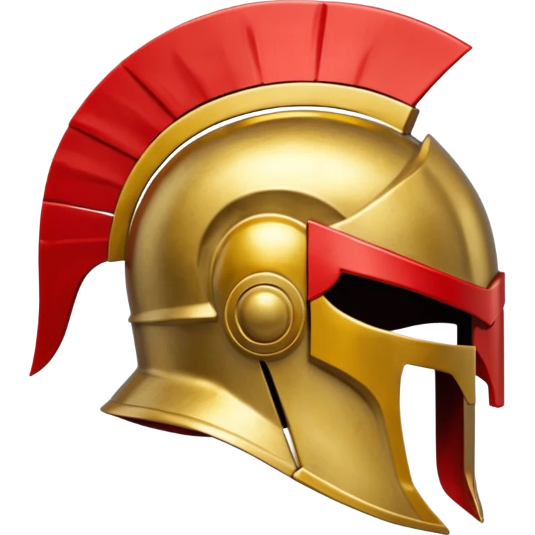Side view of a gold Spartan helment with red ascents and then the crest is both red and gold emoji