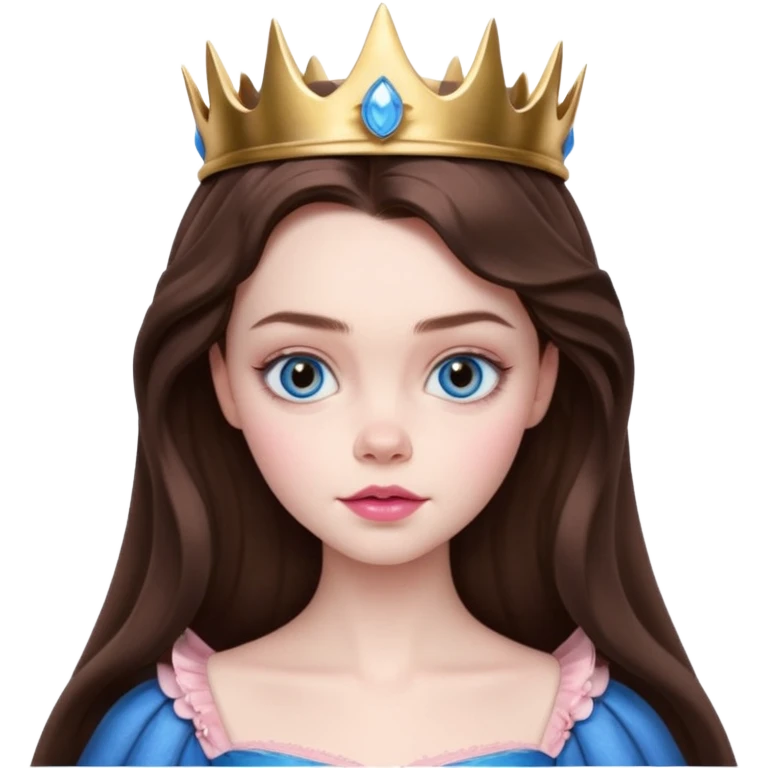 Elle fanning as princess Aurora in Maleficent but with chocolate brown hair and blue eyes, slightly bigger pink lips. emoji