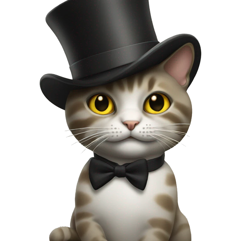 Cat with a top hat smoking a cigarette emoji