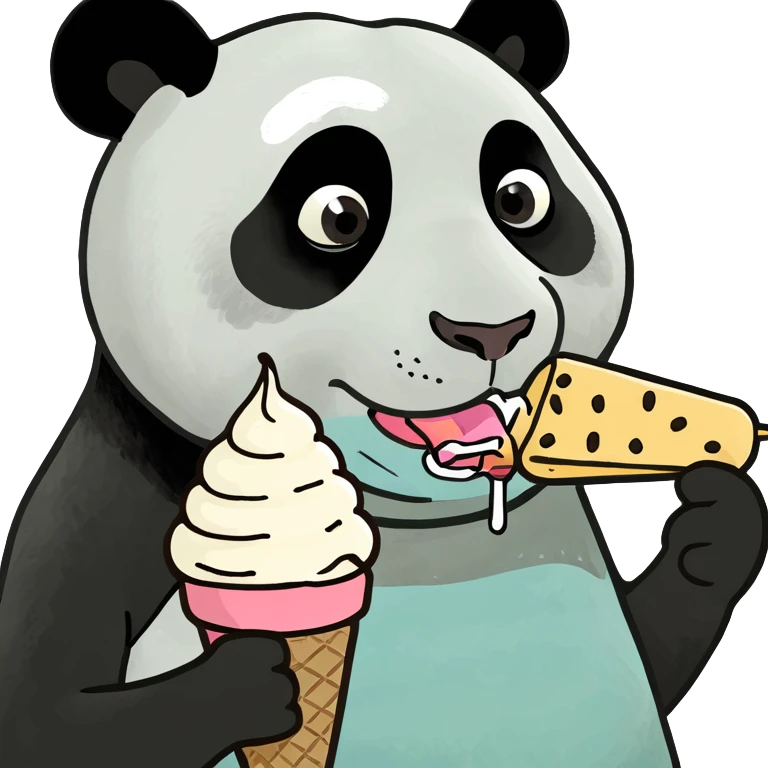 Panda eating ice cream emoji