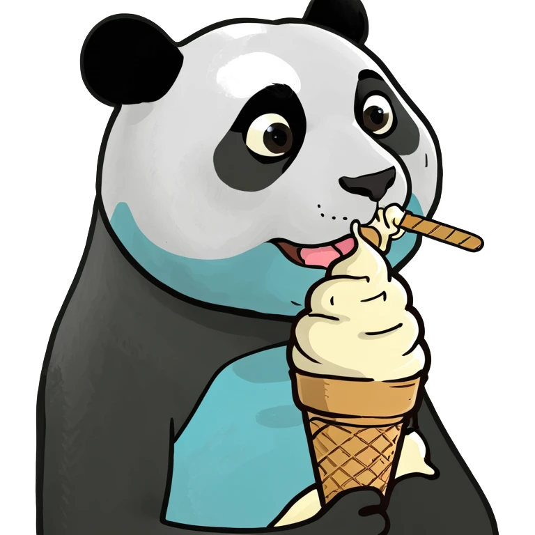 Panda eating ice cream emoji