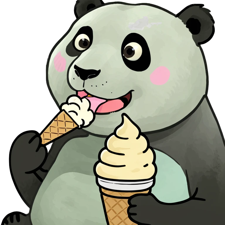 Panda eating ice cream emoji