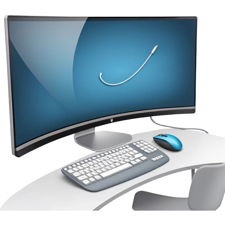Create an emoji for UX/UI design. Show large curved monitor displaying ...