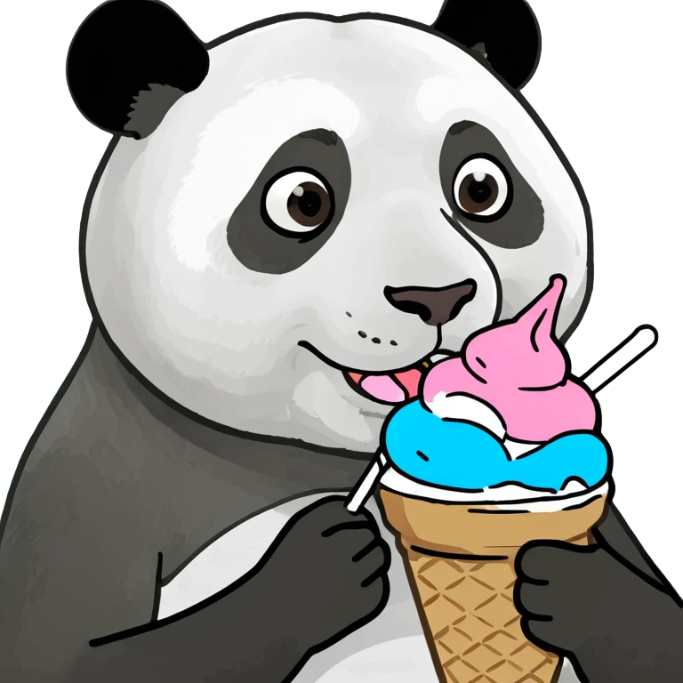 Panda eating ice cream emoji