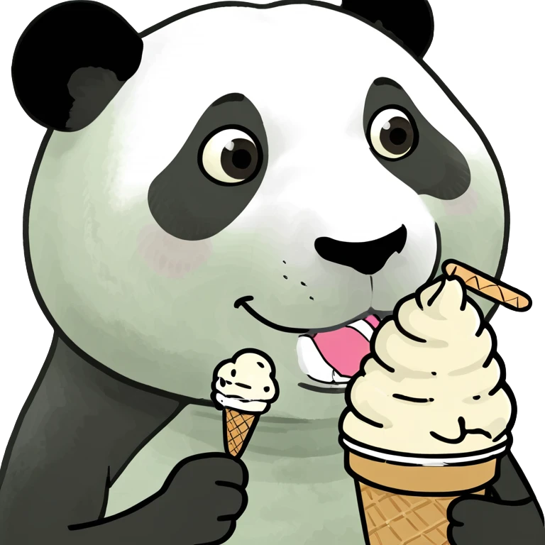 Panda eating ice cream emoji