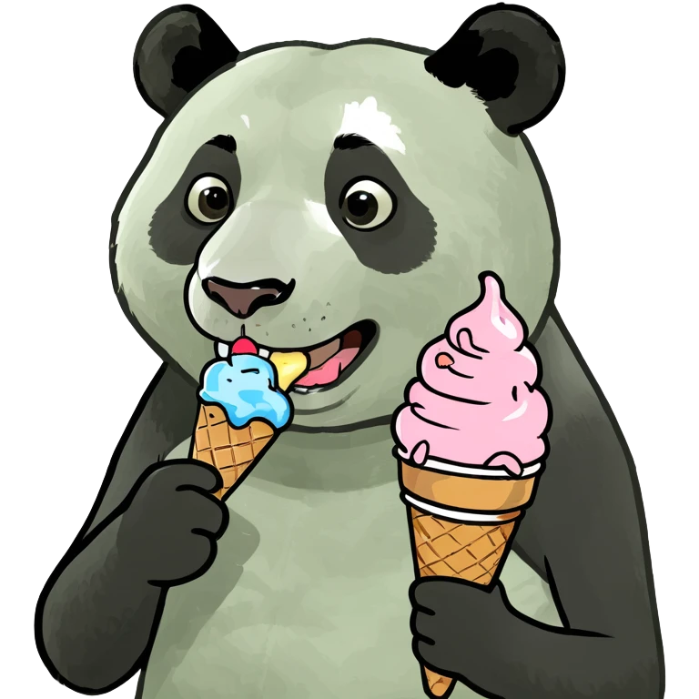 Panda eating ice cream emoji