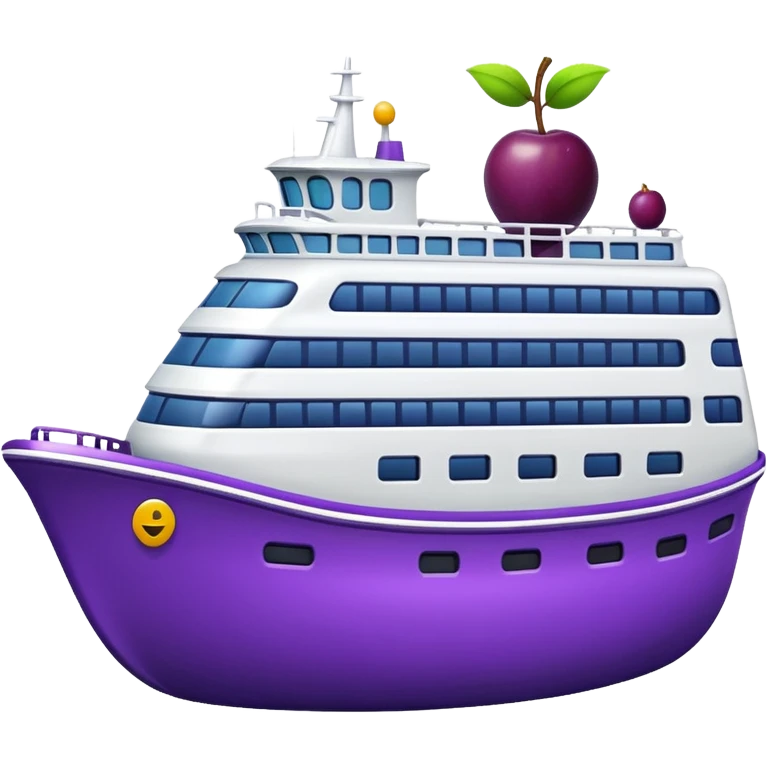 A ferry with a plum emoji