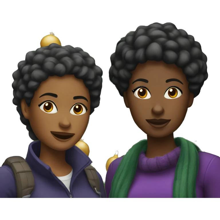 Two black women at a Christmas tree market emoji