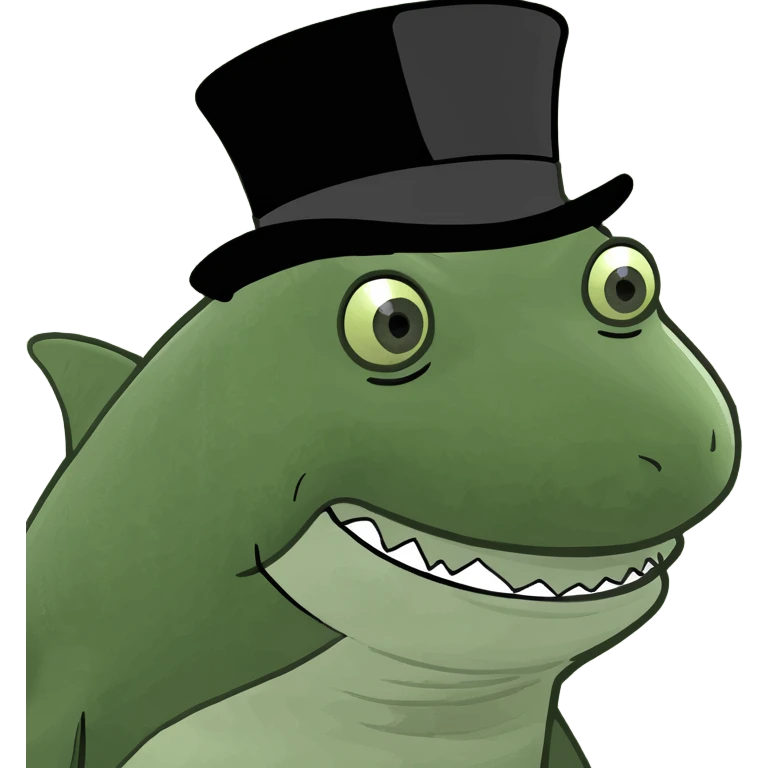 Shark with a top hat emoji