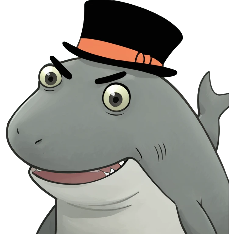 Shark with a top hat emoji