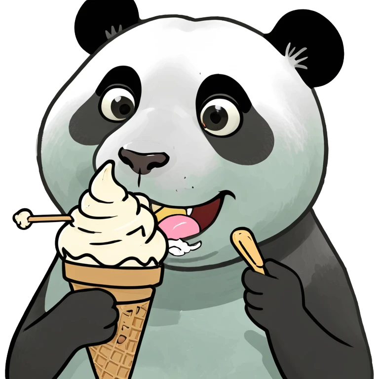 Panda eating ice cream emoji