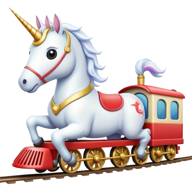 A unicorn on a train emoji
