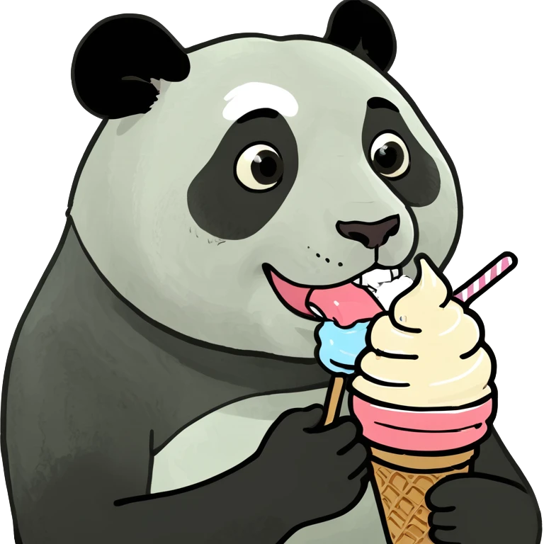 Panda eating ice cream emoji