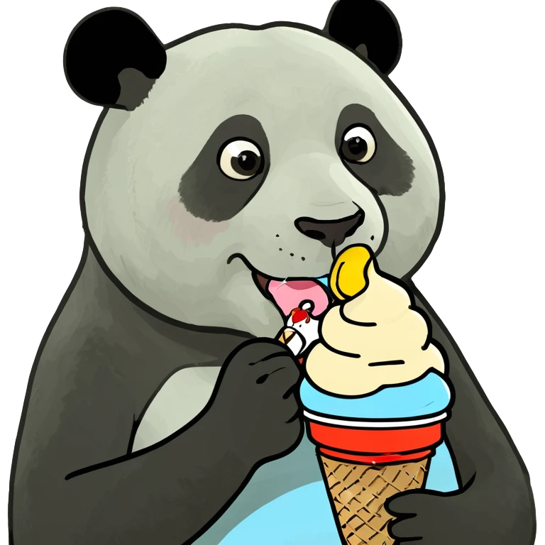 Panda eating ice cream emoji