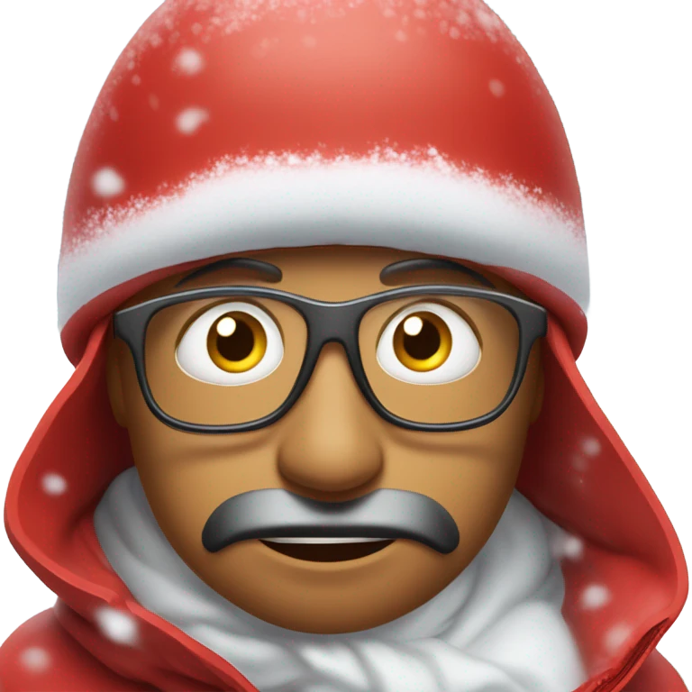 Snow with a red guy stuck in snow emoji