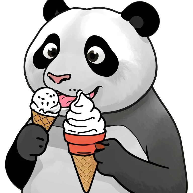 Panda eating ice cream emoji