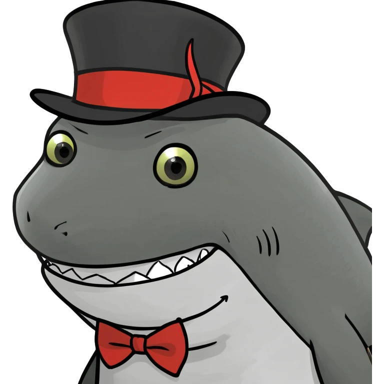Shark with a top hat emoji