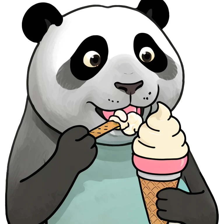 Panda eating ice cream emoji