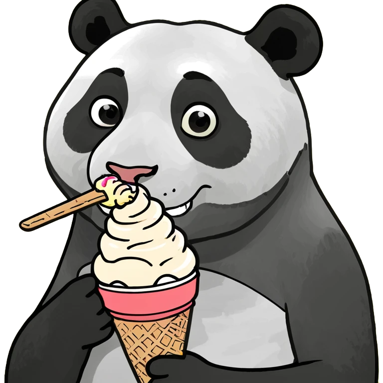 Panda eating ice cream emoji