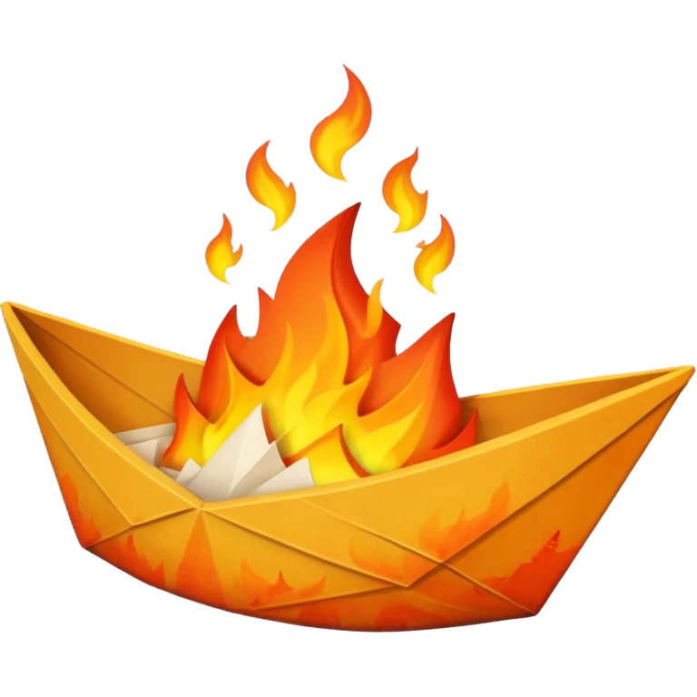 un barco de papel en llamas emoji