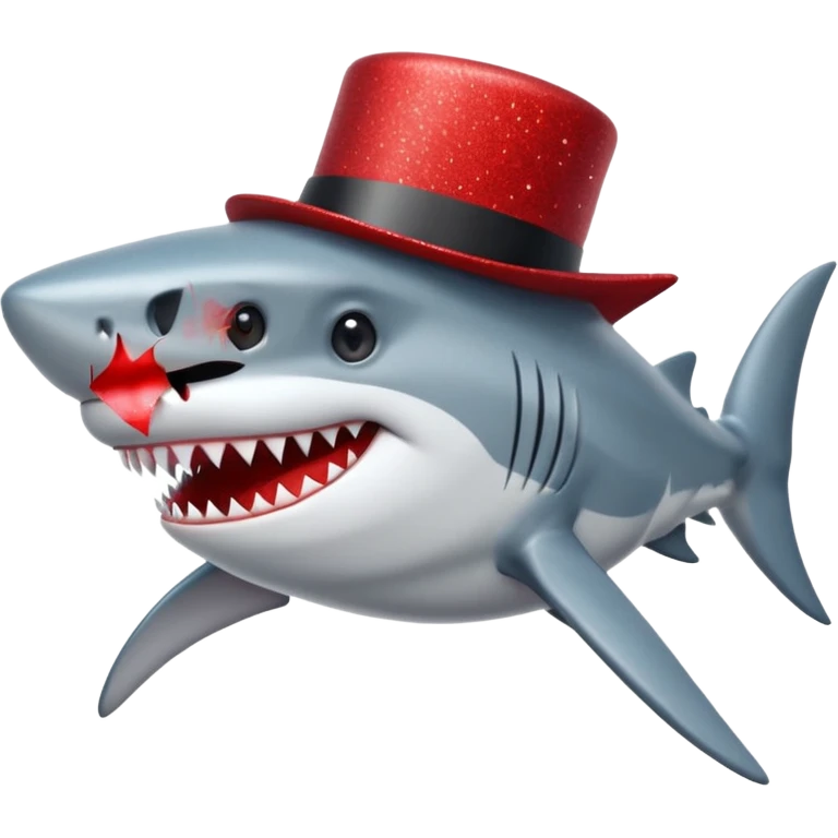 red glitter top hat shark emoji