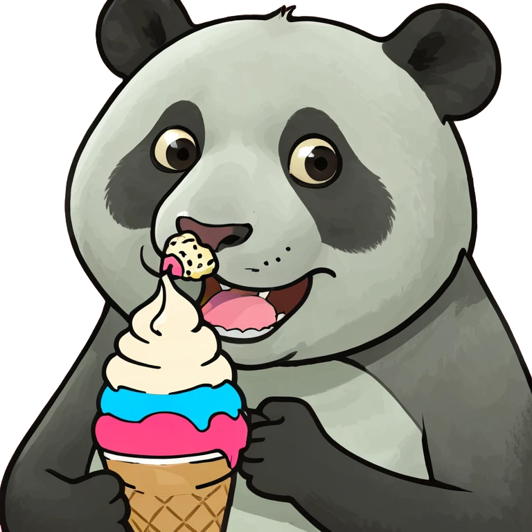 Panda eating ice cream emoji