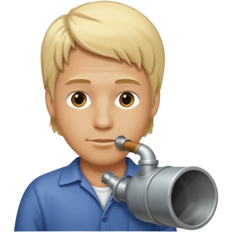 Hombre Rubio conectando un tubo emoji