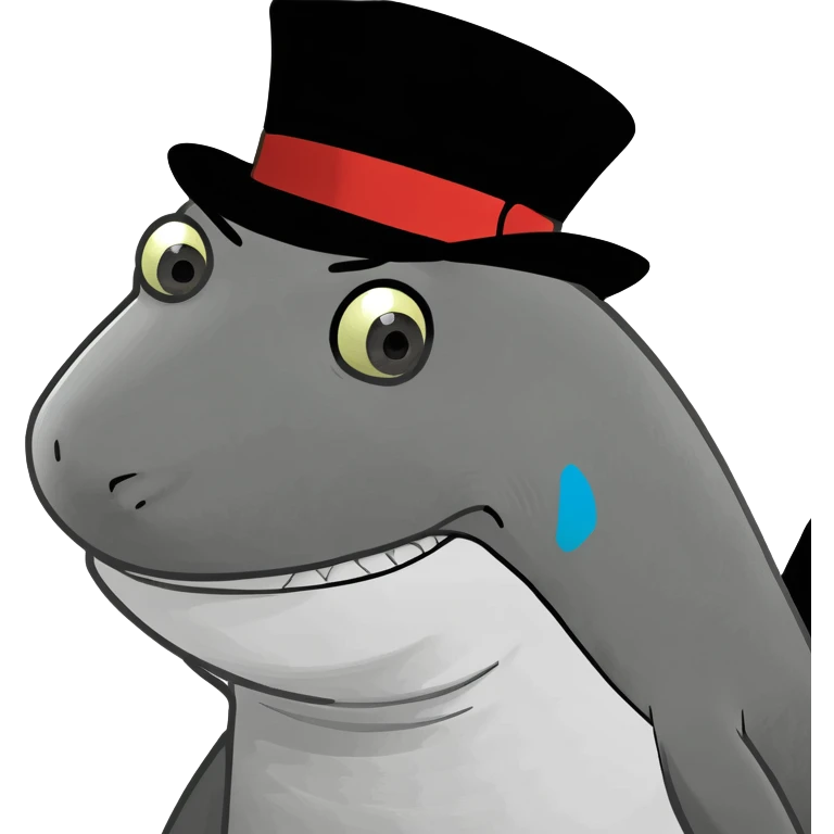 Shark with a top hat emoji