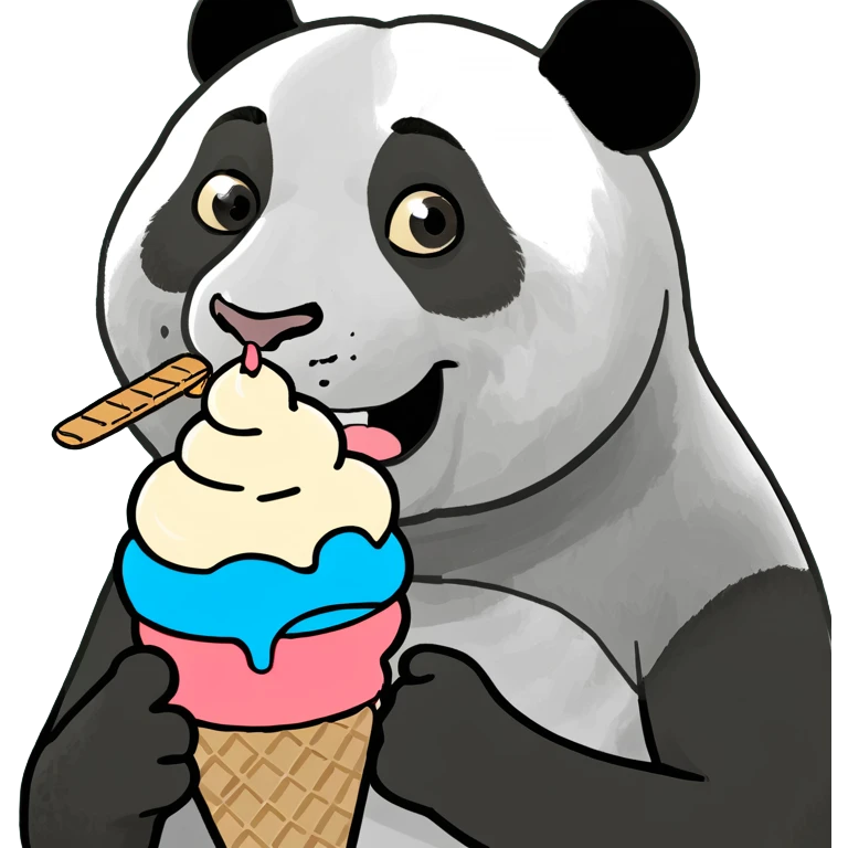 Panda eating ice cream emoji