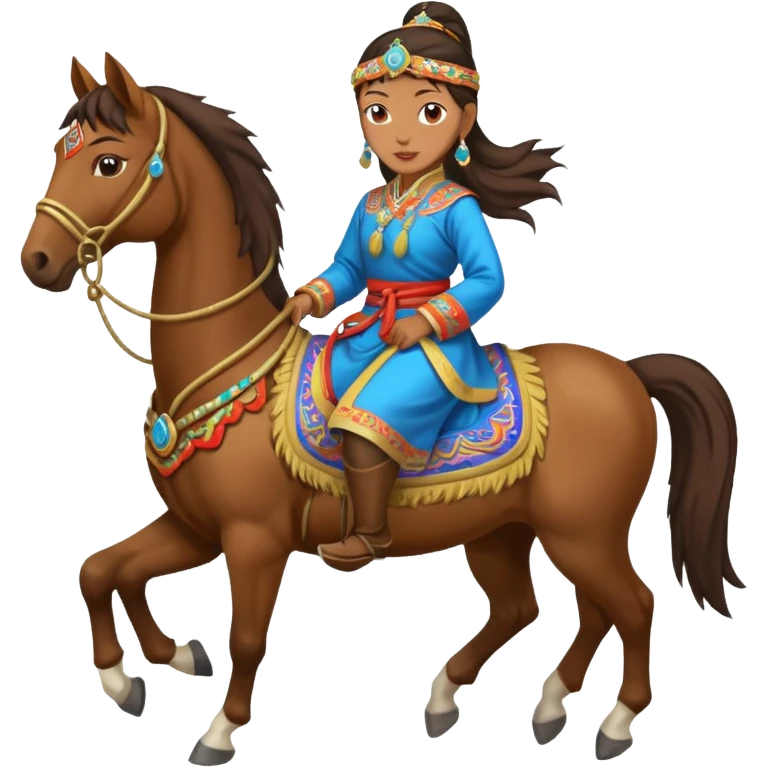 mongolian woman on horse full body emoji