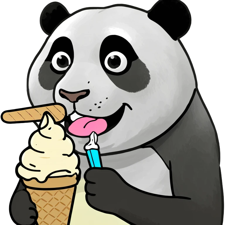 Panda eating ice cream emoji