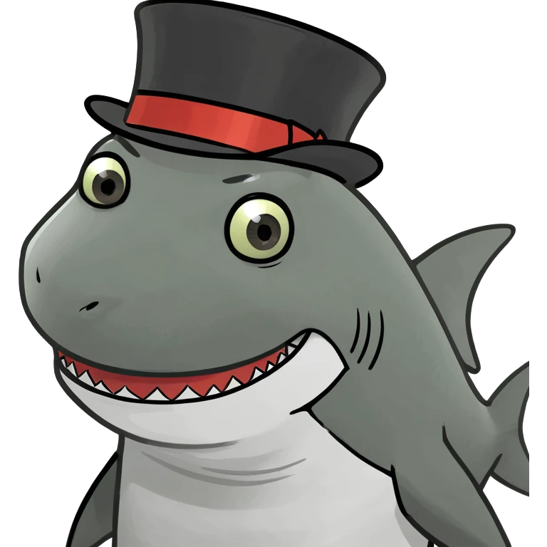 Shark with a top hat emoji