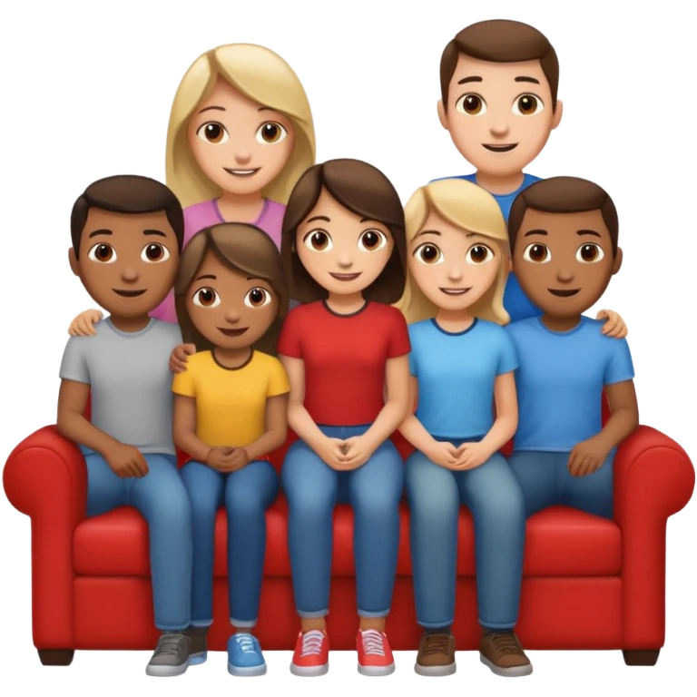 Five guys standing behind a girl on couch emoji