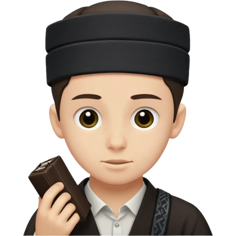 a boy putting on tefillin emoji