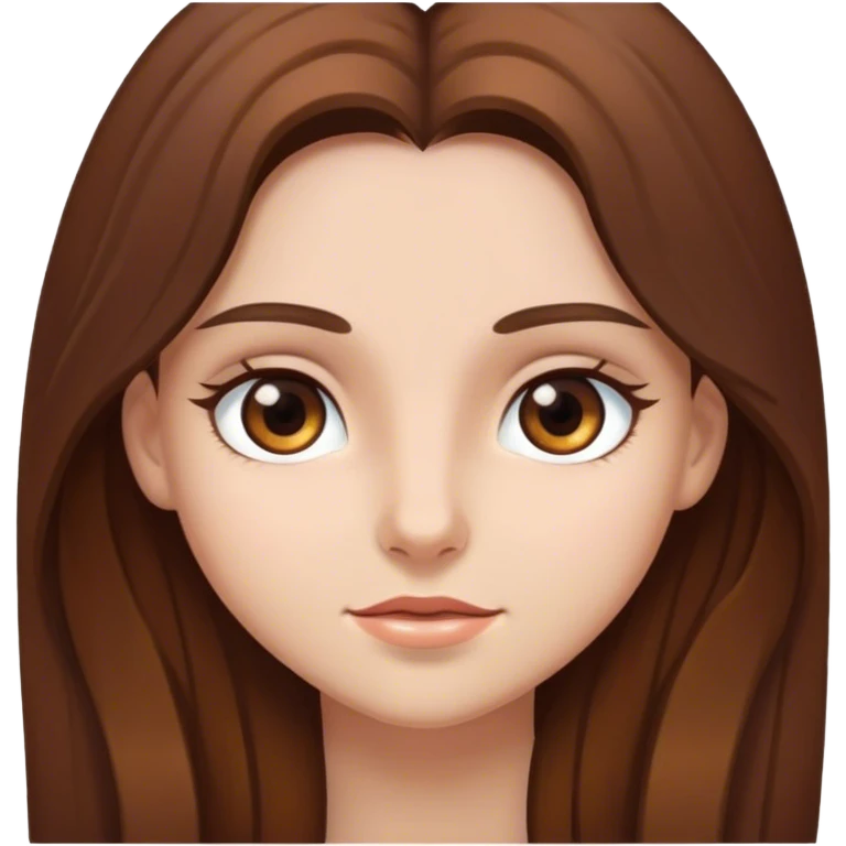A girl with long brown hair and brown eyes  emoji