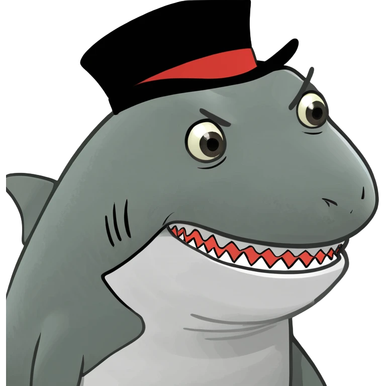Shark with a top hat emoji