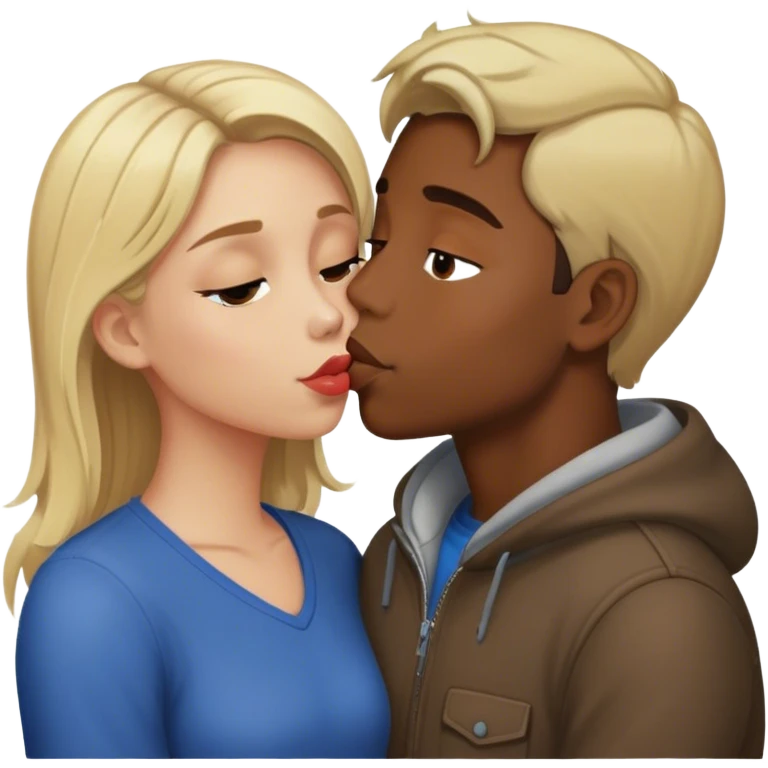 kiss boy brunet skin medium dark and girl blonde emoji