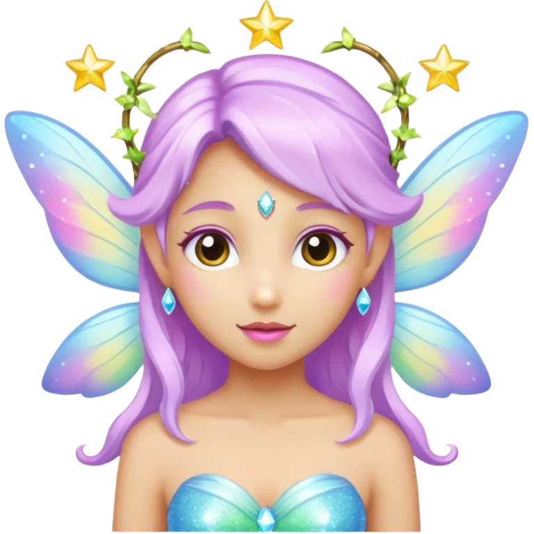 Earthreal sparkly angelic mystical magical shiny pretty Fairy . White and hot pink and light blue and lavender and light green and light yellow  emoji