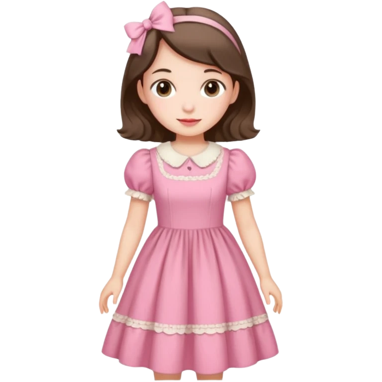 Cottagecore style ultra cute vintage material pink dress emoji