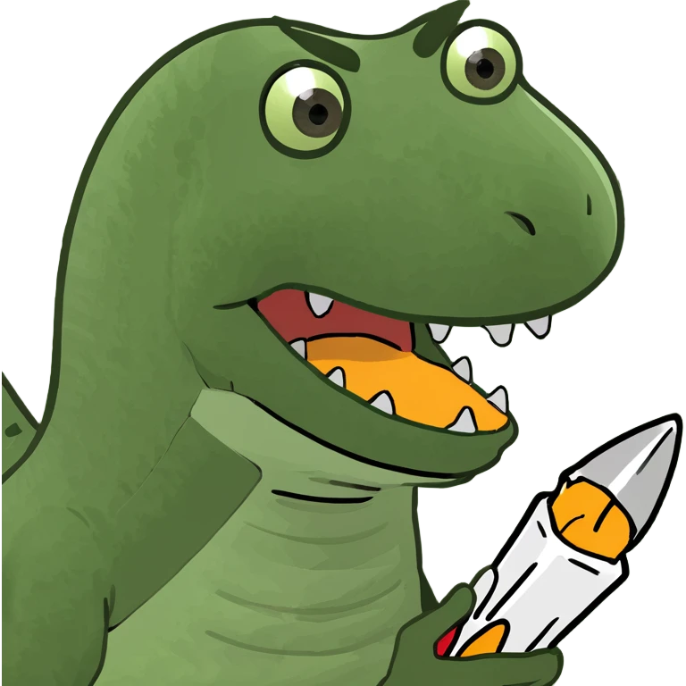 Dinosaur eating a rocket  emoji